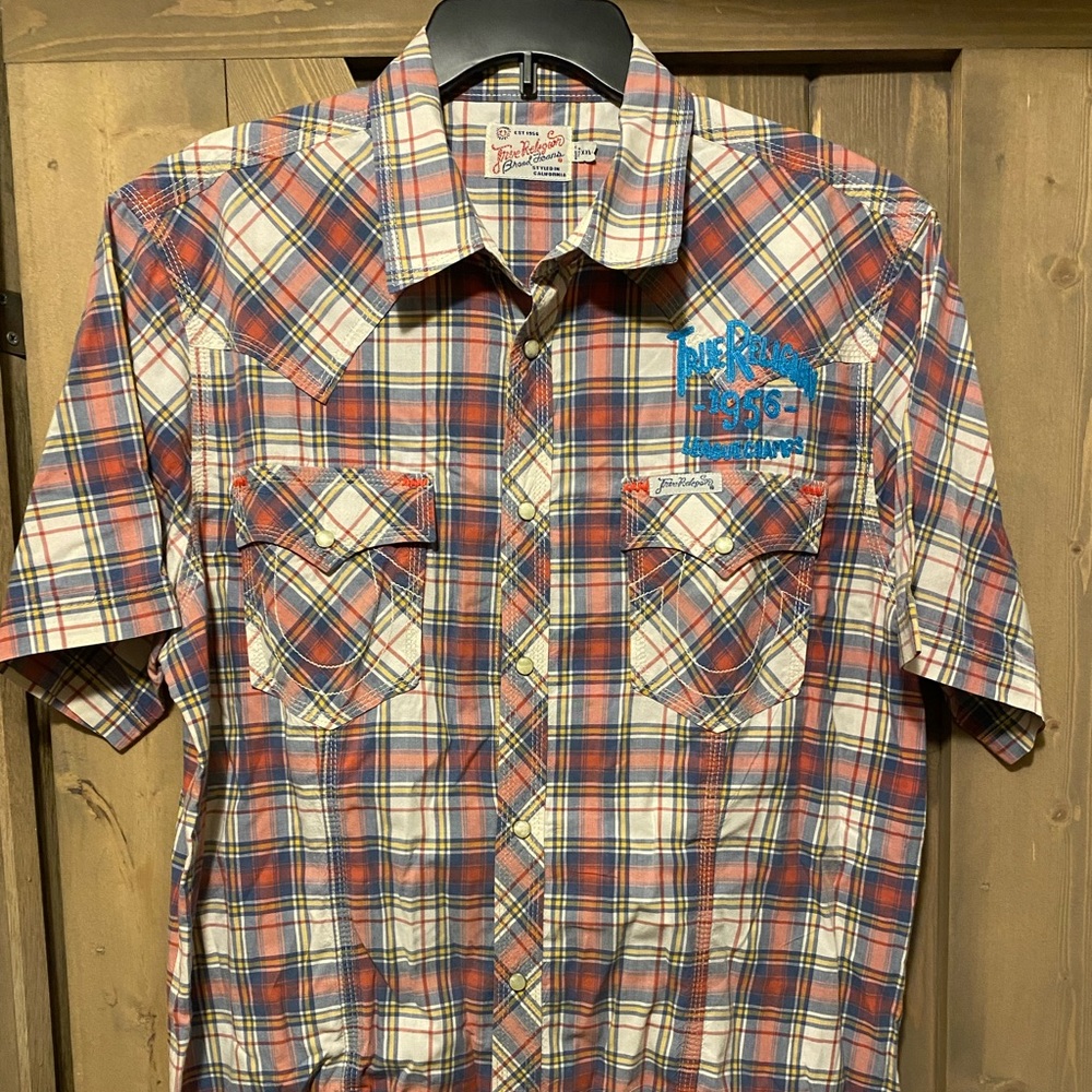 True Religion Plaid Snap Front Shirt